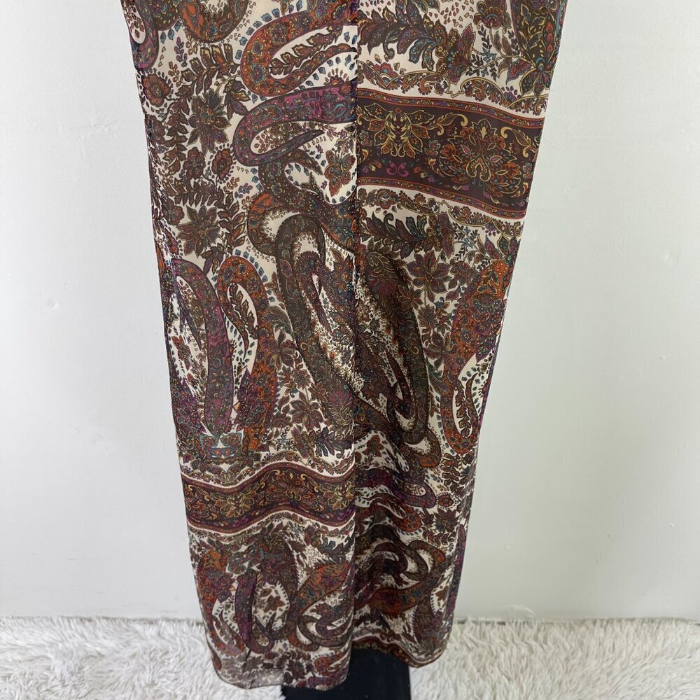 NWT Sophene Mony Kirmizi Women's Brown Paisley Sleeveless Maxi Dress Size 10 - Picture 9 of 12